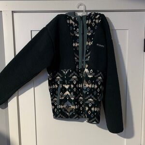 Columbia Black and Geometric Fleece Jacket